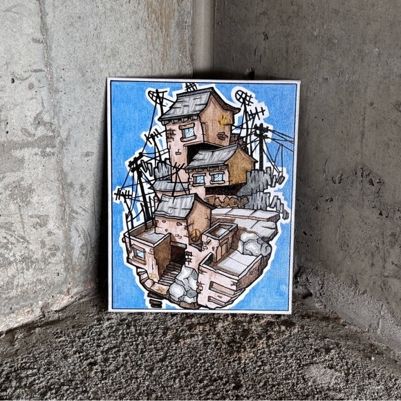 Original Art “Hood Up High” Urban Art Mixed Media Canvas Framed 8x10 - Picture 8 of 8